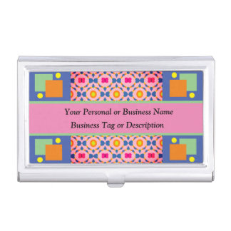 Abstract Multicolored Pattern with Squares Business Card Case