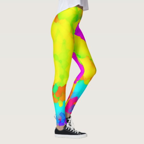 Abstract Multicolored Rainbow Watercolor Leggings