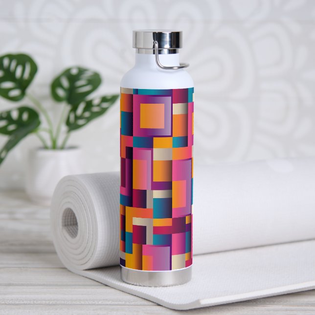 Abstract Multicolored Shapes Water Bottle (Yoga)