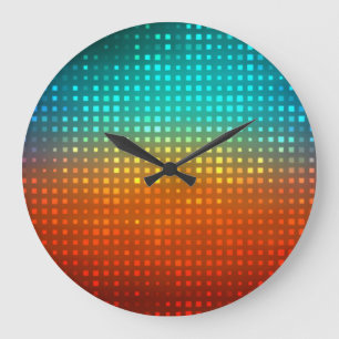 Abstract multicolored soccer, artistic lights. large clock