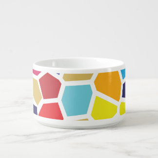 Abstract multicolored stained-glass patterns bowl