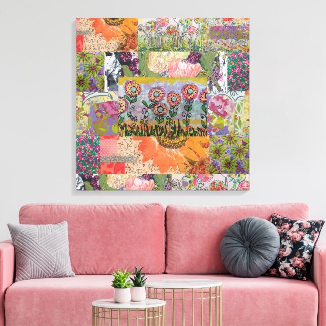 Abstract Multiple Flowers 3 Canvas Print (Insitu(LivingRoom))