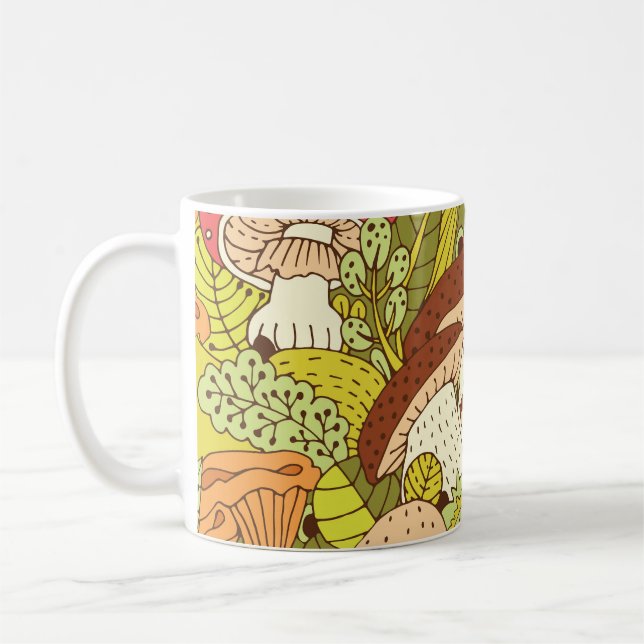 Abstract Mushroom Forest: Artistic Pattern Coffee Mug (Left)