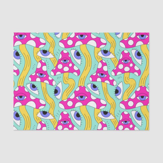 Abstract Mushroom with Eyes Pattern Decoupage Tissue Paper (Front)