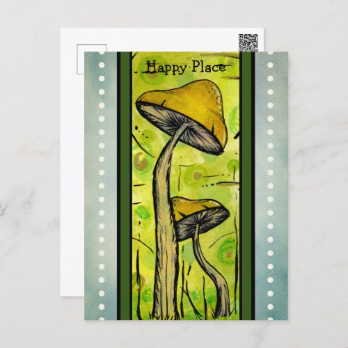 Abstract Mushrooms In Watercolor  Postcard