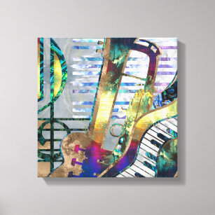 Abstract Music Art Collage - mixed media #1 Canvas Print