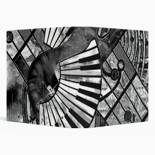 Abstract Music Art - Grayscale Mixed Textures 3 Ring Binder