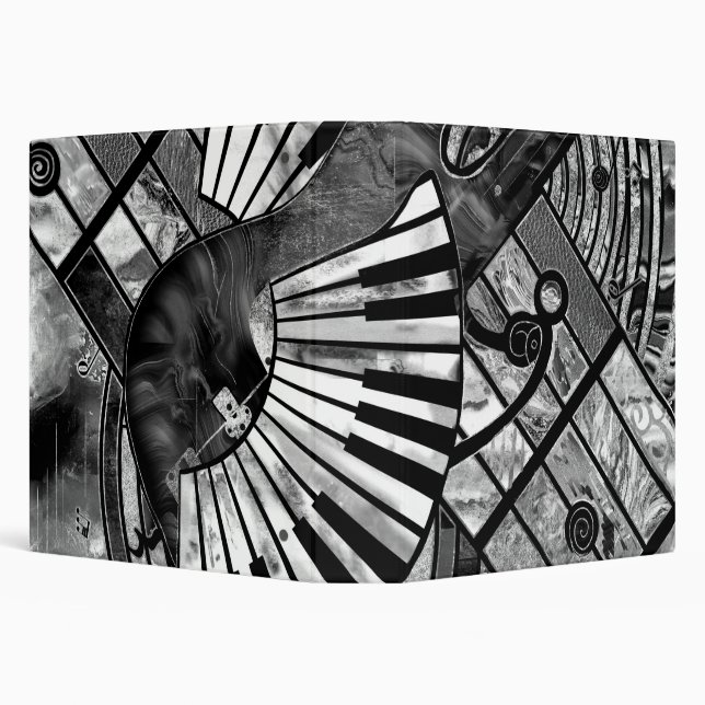 Abstract Music Art - Grayscale Mixed Textures 3 Ring Binder (Background)