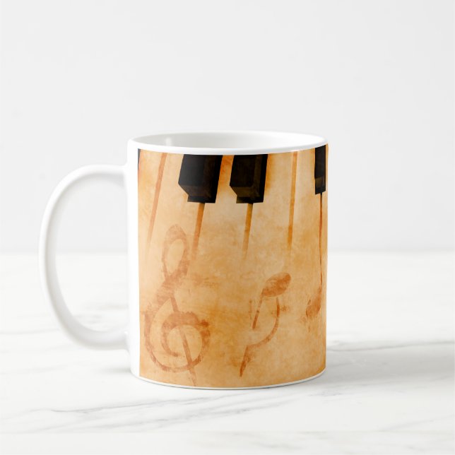 Abstract music background - Keyboard and musical n Coffee Mug (Left)