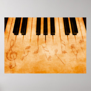 Abstract music background - Keyboard and musical n Poster