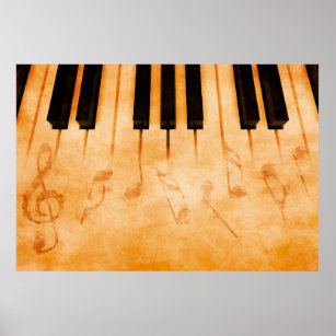 Abstract music background - Keyboard and musical n Poster