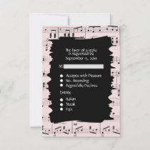 Abstract Music Black and Pink RSVP w Menu Choice