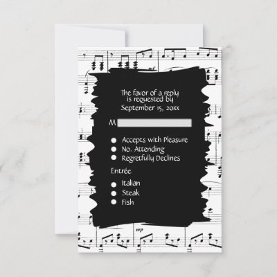 Abstract Music Black and White RSVP w Menu Choice