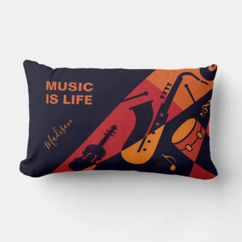 Abstract Music custom name  text throw pillows
