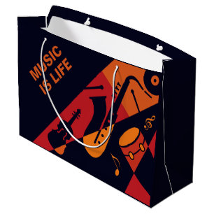 Abstract Music custom text large gift bag