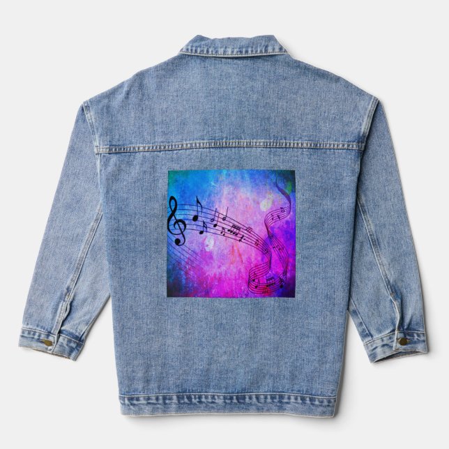 abstract music denim jacket (Back)