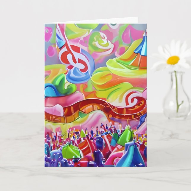 Abstract Music Festival Colorful Hippie Birthday Card (Small Plant)