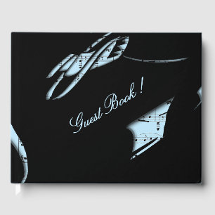 Abstract Music Guest Book Blue