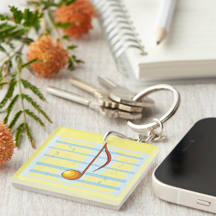 Abstract Music Note Pastel Sheet Music Keychain
