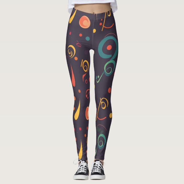 Abstract Music Note Symphony Leggings (Front)