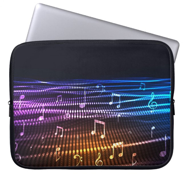 Abstract Music Notes Background Laptop Sleeve (Front)
