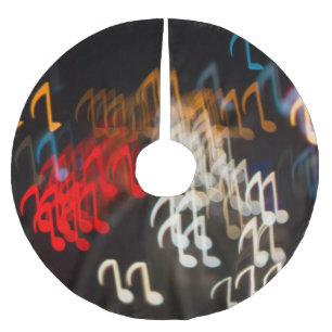 Abstract music notes: lights bokeh background brushed polyester tree skirt
