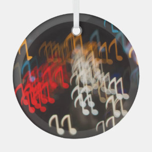Abstract music notes: lights bokeh background glass ornament