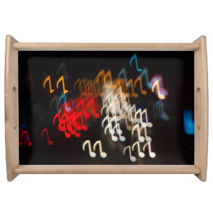 Abstract music notes: lights bokeh background serving tray
