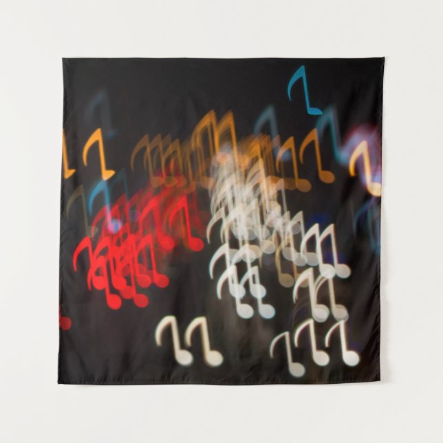 Abstract music notes: lights bokeh background tapestry (Front)