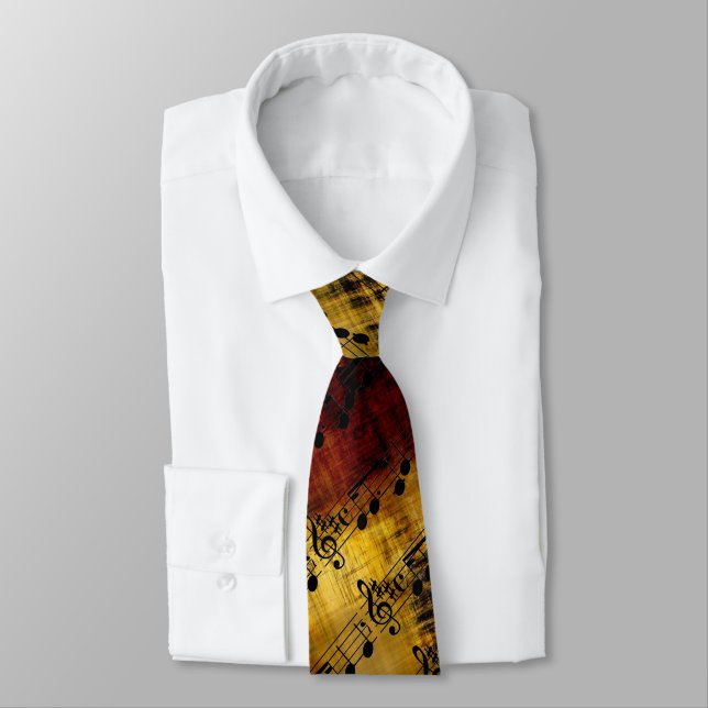 Abstract Music Notes Neck Tie (Tied)