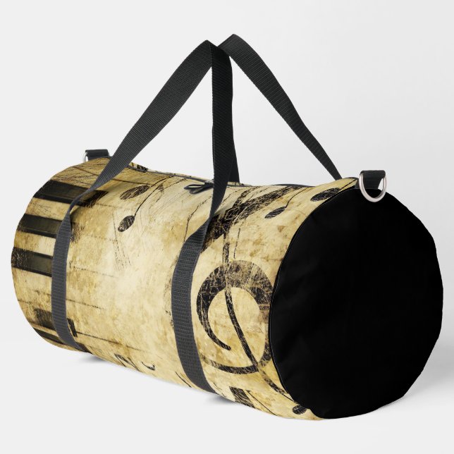 Abstract Music Notes & Piano Keys Duffle Bag (Left Corner)