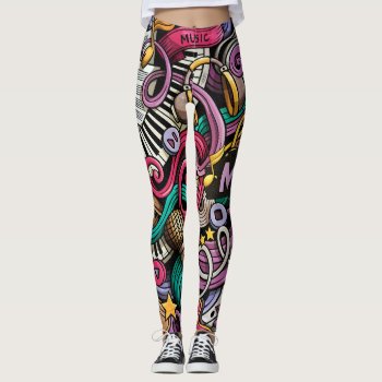 Abstract Music Pattern Leggings by paul68 at Zazzle