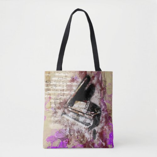 Abstract Music Piano Design Purple Tote Bag