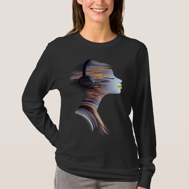 Abstract Music Portrait Women Long Sleeve T-Shirt (Front)