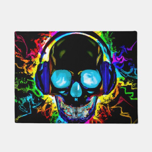 Abstract Music Skull Rock Colorful Electric Loud H Doormat
