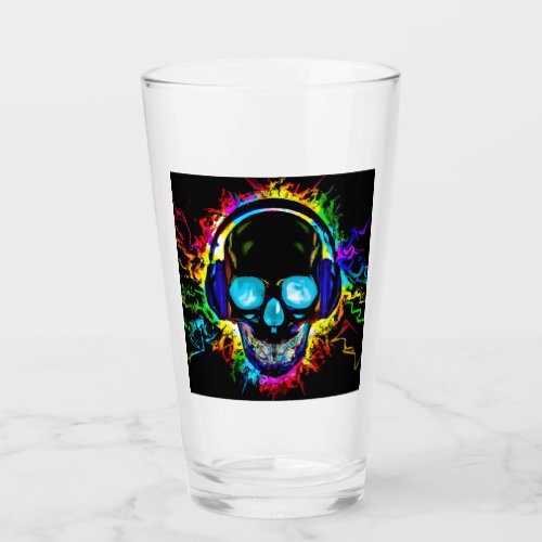 Abstract Music Skull Rock Colorful Electric Loud H Glass