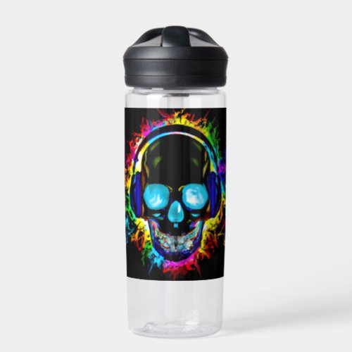 Abstract Music Skull Rock Colorful Electric Loud H Water Bottle