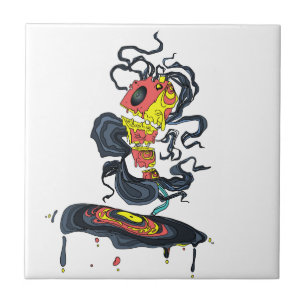 Abstract music speaker playing vinyl ceramic tile