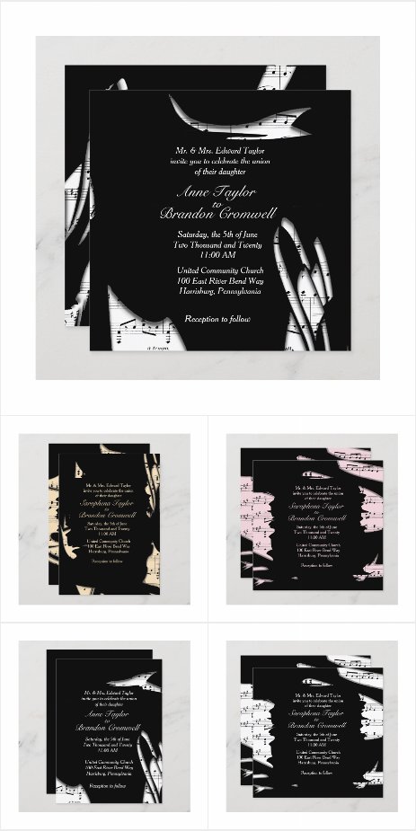 Abstract Music Wedding Invitations