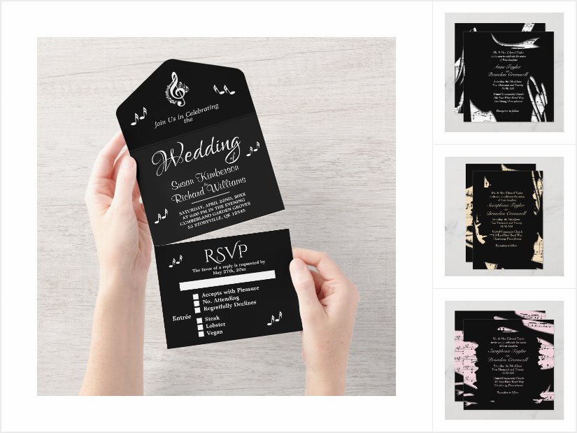 Abstract Music Wedding Invitations