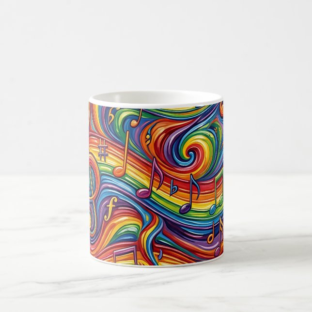 Abstract Musical Notes Rainbow Flow Coffee Mug (Center)