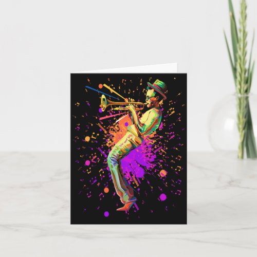 Abstract Musician Playing Trumpet Note Card