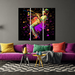 Abstract Musician Playing Trumpet Triptych
