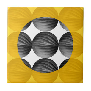 Abstract Mustard Yellow and Grey Ceramic Tile