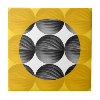 Abstract Mustard Yellow and Grey Ceramic Tile