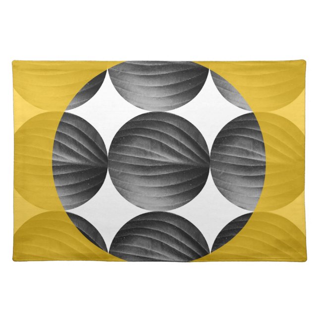 Abstract Mustard Yellow and Grey Cloth Placemat (Front)