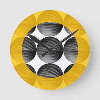 Abstract Mustard Yellow and Grey Round Clock