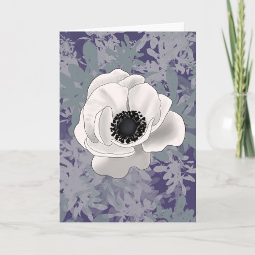 Abstract Muted Botanical White Flower Blank Card