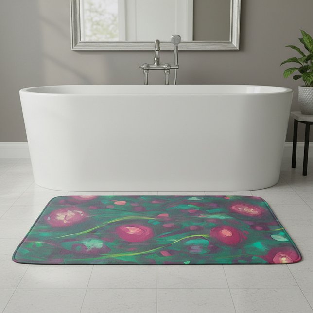 Abstract muted red roses  bath mat (Creator Uploaded)