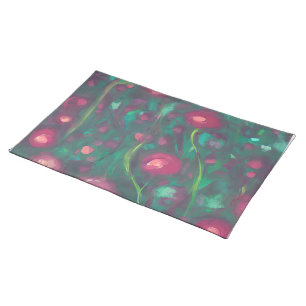 Abstract muted red roses  cloth placemat